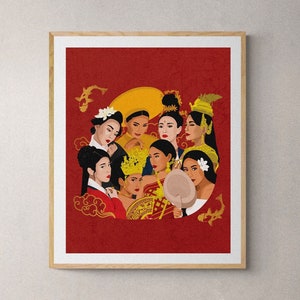 Asian Art Print, Asian Celebration Art, Viet Art, Women Illustration, Culture Art Chinese Korean Thai Vietnamese Japanese Art Print