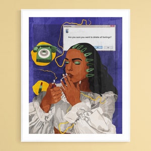 Stampa artistica "Sentimenti", estetica retrò, stampa di illustrazioni per la casa, illustrazione di donne, arte murale, affermazioni quotidiane