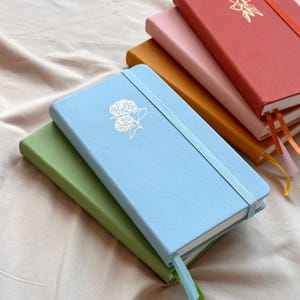 Floral Traveler&#39;s Notebook, Vegan Leather, 150gsm Thick Paper, Bullet Journal, Travel Sized Journal, 160 pages, Grid and Dot