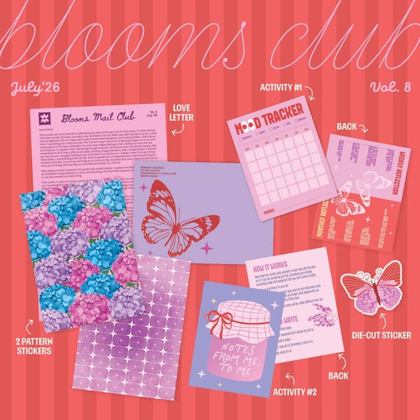Blooms Club – Monthly Journaling Mail | Art, Stickers & Prompts for Creativity and Reflection