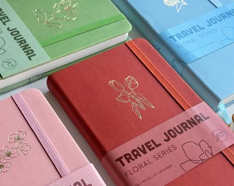 Carnet de notes fleuri, cuir végétalien, papier de 150 g/m², Bullet Journal, carnet de voyage, 160 pages, quadrillage et points