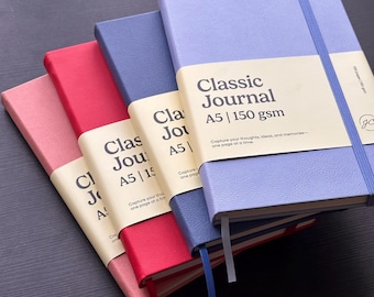 Carnet A5 en cuir 150 g/m², couverture rigide unie, pages quadrillées, agenda en cuir végan, compatible avec les stylos-plumes.