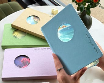 Journal inspiré de la nature, carnet de notes A5 en cuir végétalien, oeuvre d'art de paysage, papier ligné et quadrillé, pose à plat 180, 120 g d'épaisseur