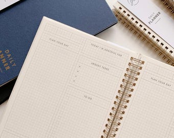 Daily Planner Notebook | Undated Planner | Daily Gratitude, Tasks Planninh, Notes, Time Blocking