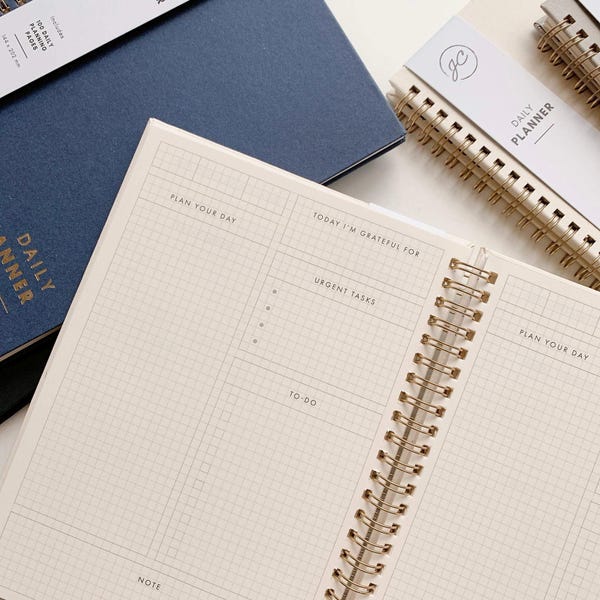 Daily Planner Notebook | Undated Planner | Daily Gratitude, Tasks Planning, Notes, Time Blocking