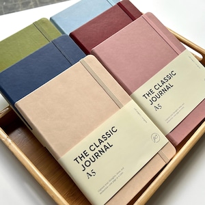 Classic Journal Vegan Leather 120gsm Lined Paper - Plain Cover Minimalist Notebook Fountain Pen Friendly