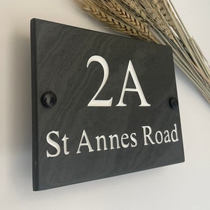 Deep Engraved Natural Slate House Name Number Sign Plaque 8”x6”