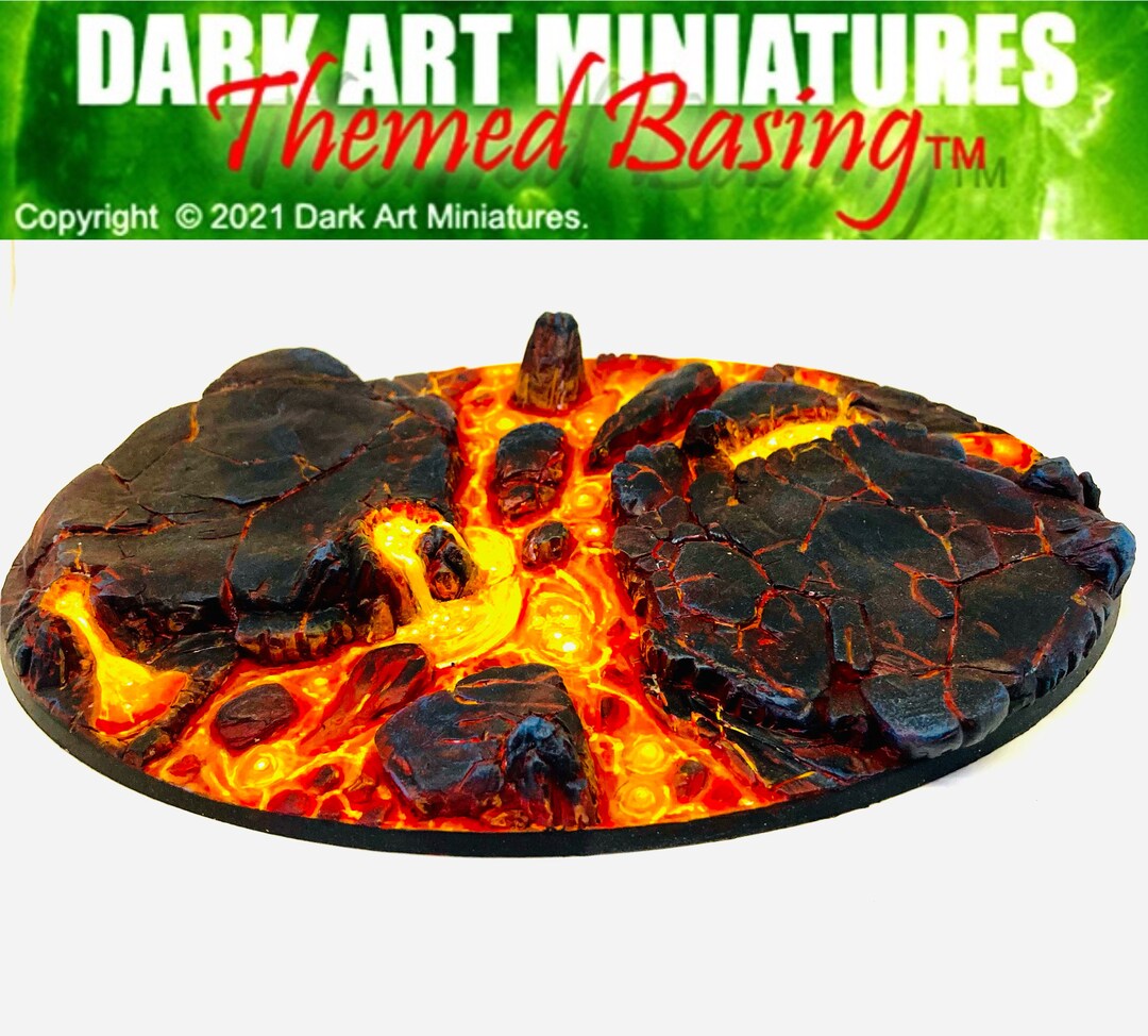 50mm Round Lipped Lava Flow Resin Bases - Warmachine Compatible