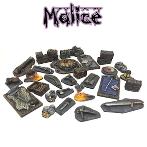 Roleplay dungeon scatter, Treasure, dropped items, avonturiers kamp, geschikt voor DnD, AD & D, Pathfinder, MERP, Rolemaster.