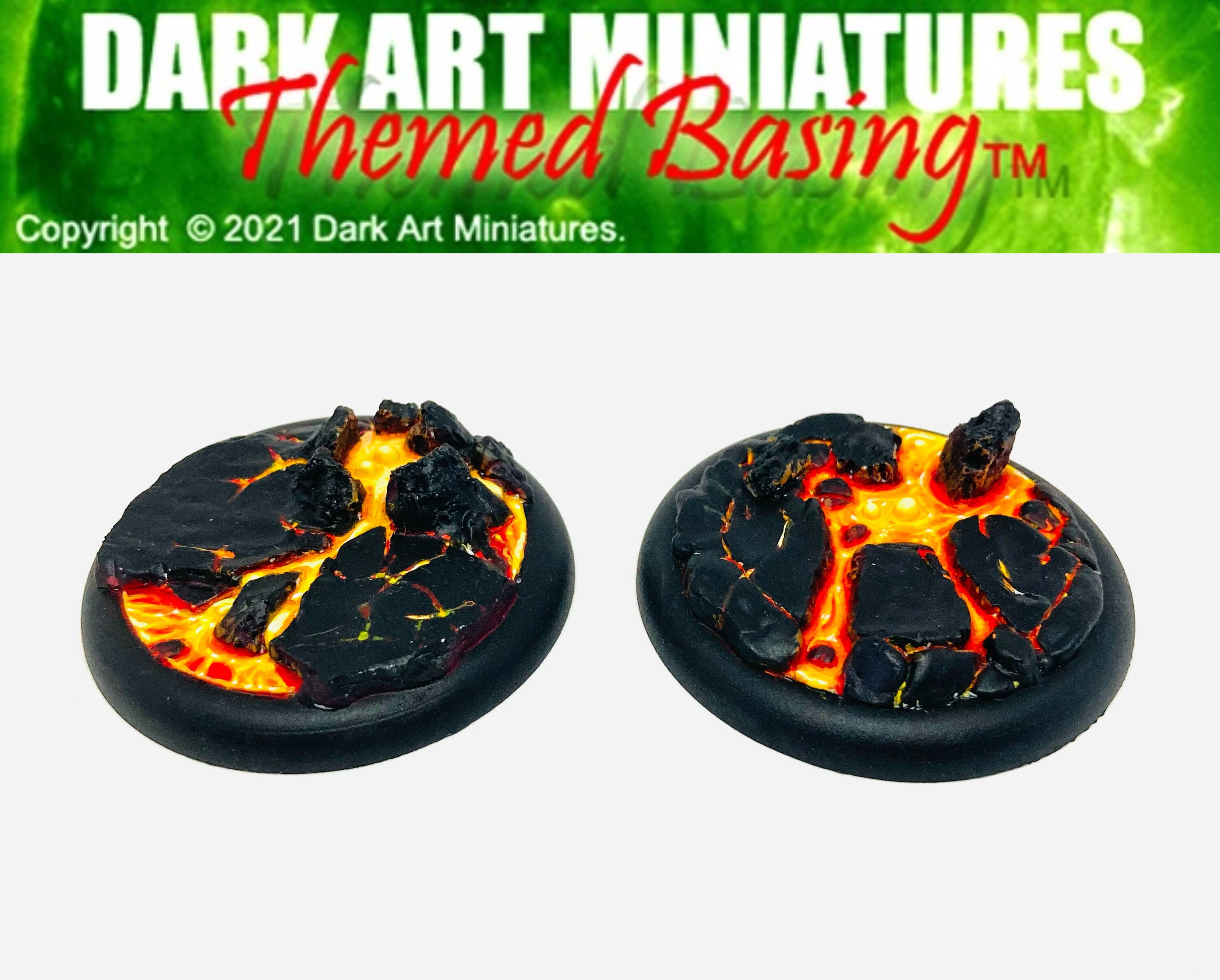 10 Socles Résine 32mm Motif Lave Pour Figurines Warhammer - Val Casts - Neuf