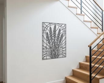 Arte de pared botánico de metal para sala de estar, moderno colgante de pared de metal con flores, arte rústico de metal inspirado en la naturaleza para el hogar, decoración de entrada