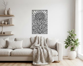 Botanical Metal Wall Art, Modern Floral Wall Decor for Living Room, Nature Inspired Metal Flower Panel, Elegant Home Decoration Accent
