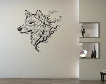 Escultura de pared de lobo de acero moderna, decoración minimalista para sala de estar u oficina, decoración para el hogar inspirada en la vida silvestre, regalo para amantes de la naturaleza.
