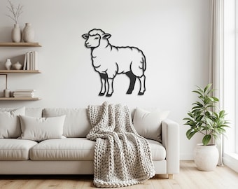 Modern Farmhouse Sheep Wall Art, Rustic Metal Animal Decor for Barn Homes, Cozy Country Wall Accent, Unique Farm Lover Gift Idea
