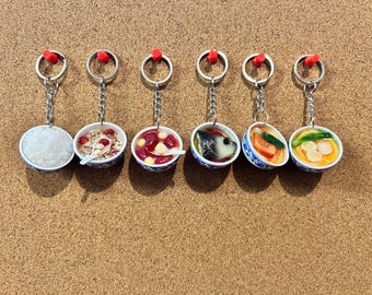 Soup Bowl Keyrings | Asian Food | Accessories | Funky Accessories | Rice | Fish Head Soup | Potato Soup | Scallion |