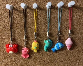Sea Creature Phone/AirPod/Bag/Key Charms | Fish | Seahorse | Crab | Shells