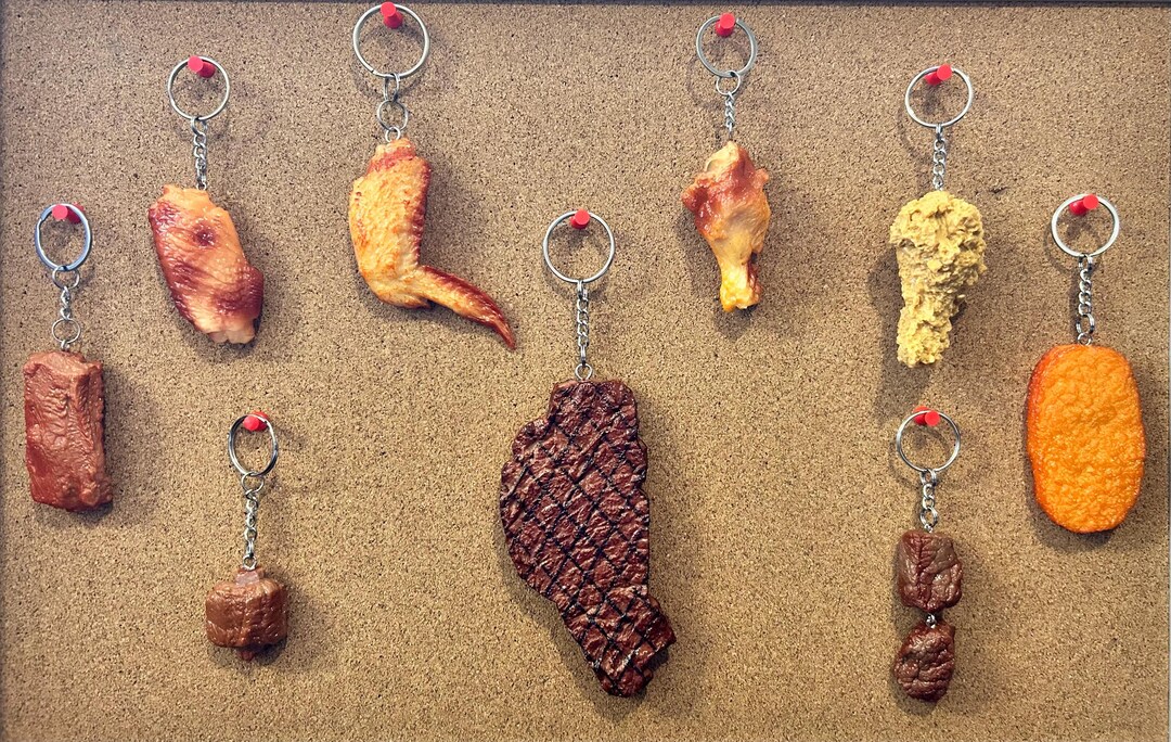 Life Size BBQ Keyrings | Steak | Chicken Wings | Steak Bites | BBQ ...