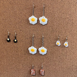Pendientes de huevo / Huevos / Huevos fritos / Joyas extravagantes / Lindos / Cartones de huevos / Huevos grandes