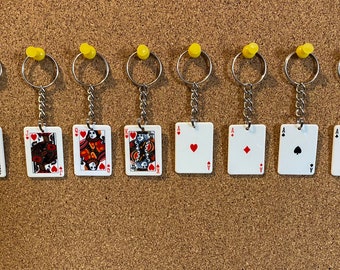 Handmade Playing Card Keyrings | King | Queen | Jack | Joker | Ace | Cards