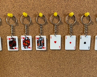 Handmade Playing Card Keyrings | King | Queen | Jack | Joker | Ace