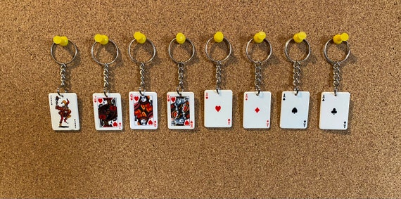 Handmade Playing Card Keyrings | King | Queen | Jack | Joker | Ace