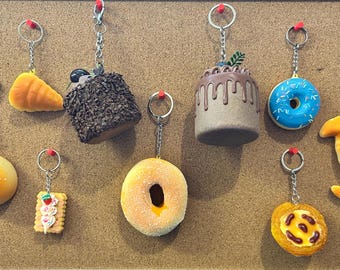 Life Size Food Keyring | Simulation Food | Doughnut | Croissant | Biscuits | Bakery | Life-Sized | Food Accessories