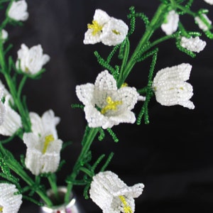 Handmade Beaded Bellflower Bouquet: Unique Floral Decor