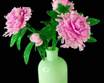 Handmade Beaded Peony Bouquet: Customizable Wedding Decor