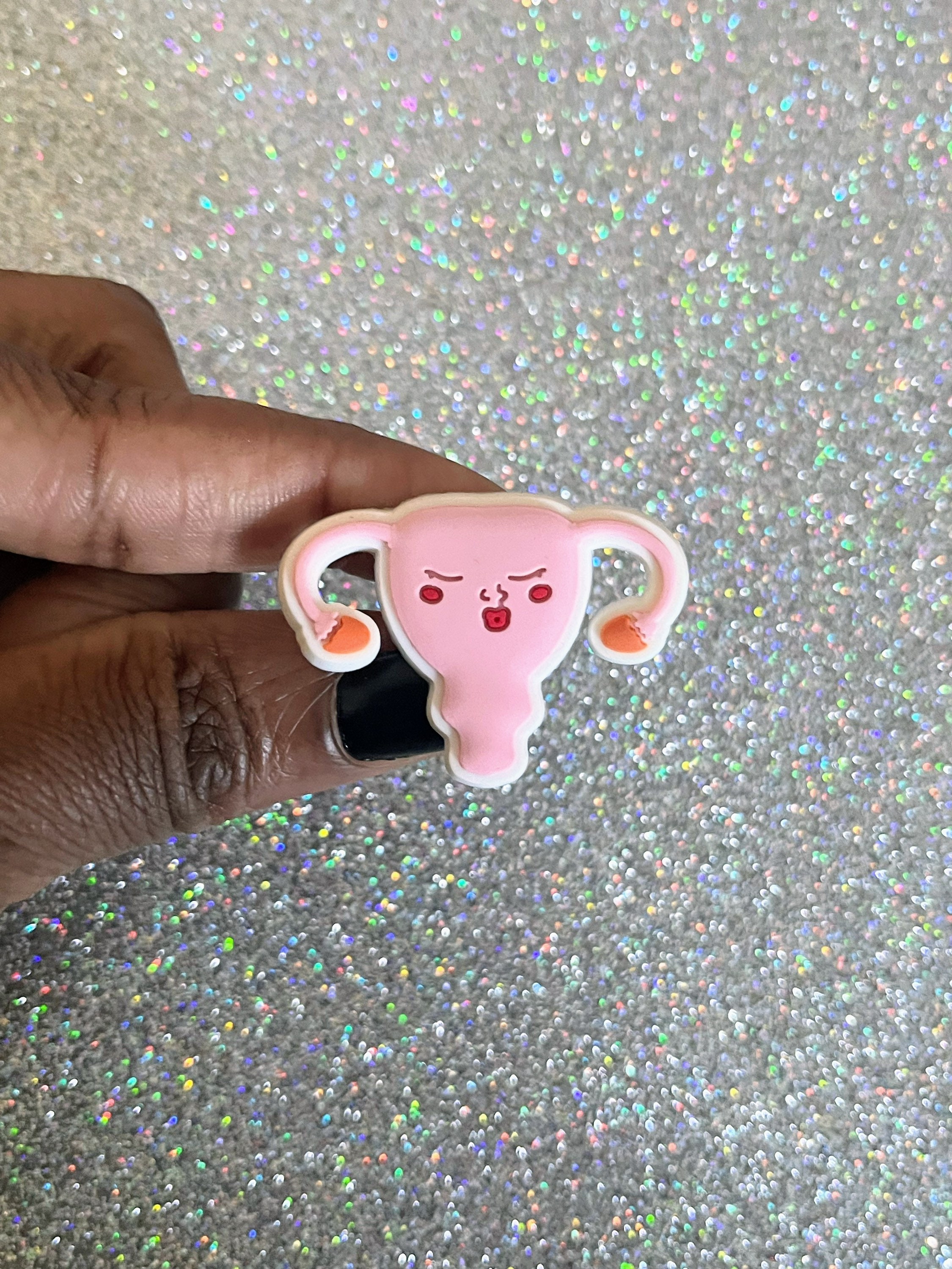 Cute Sassy Uterus Clog Charms - Funny Clog Charms - Snooty Uterus Charms
