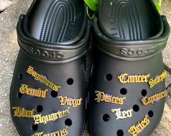 Gold Zodiac Croc Clog Shoe Charms