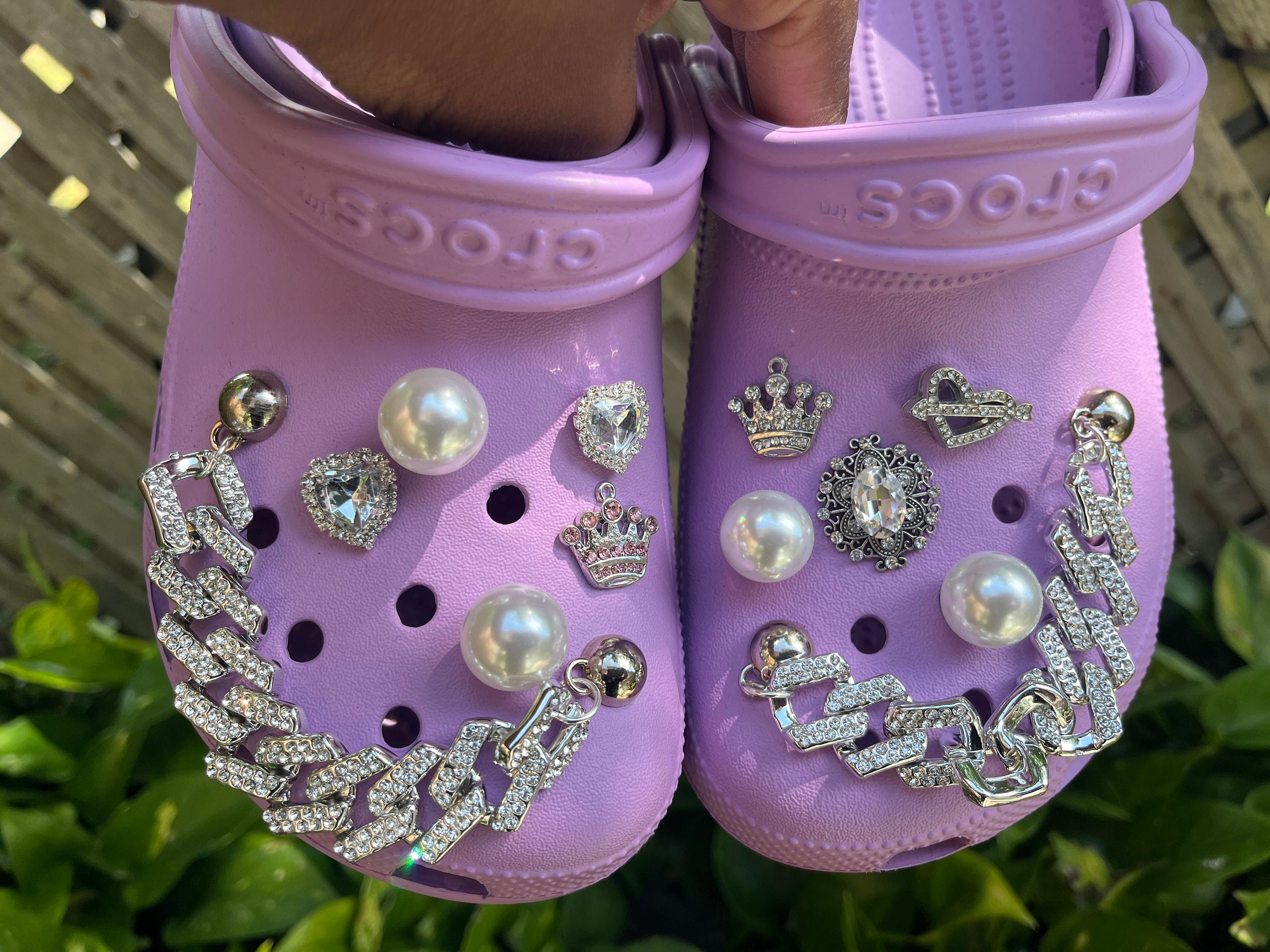6pc Luxury Designer Shoe charms Compatible W/ Crocs Premium Bling
