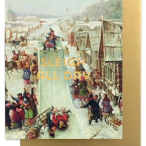 SLEIGH Greeting Card - Gold Foil