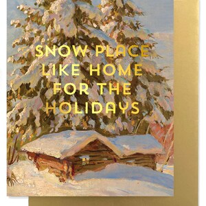 SNOW HOME Greeting Card - Gold Foil