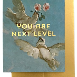 LEVEL DOVES Greeting Card - Gold Foil