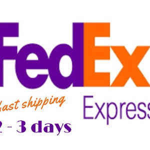 May include: The FedEx Express logo features the word "FedEx" in purple and orange. Below the logo are the words "fast shipping" and "Express" in orange and purple, respectively.