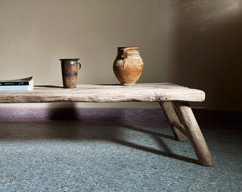 Reclaimed Unique Coffee Table , Rustic Live Edge table