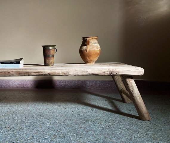 Reclaimed Unique Coffee Table , Rustic Live Edge table