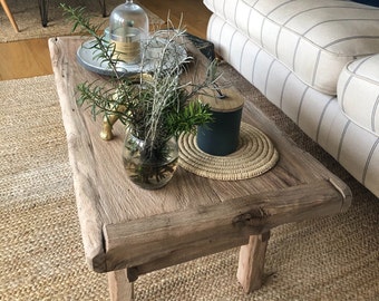 primitive wood coffee table , Rustic Unique coffee table , live edge table , reclaimed coffee table