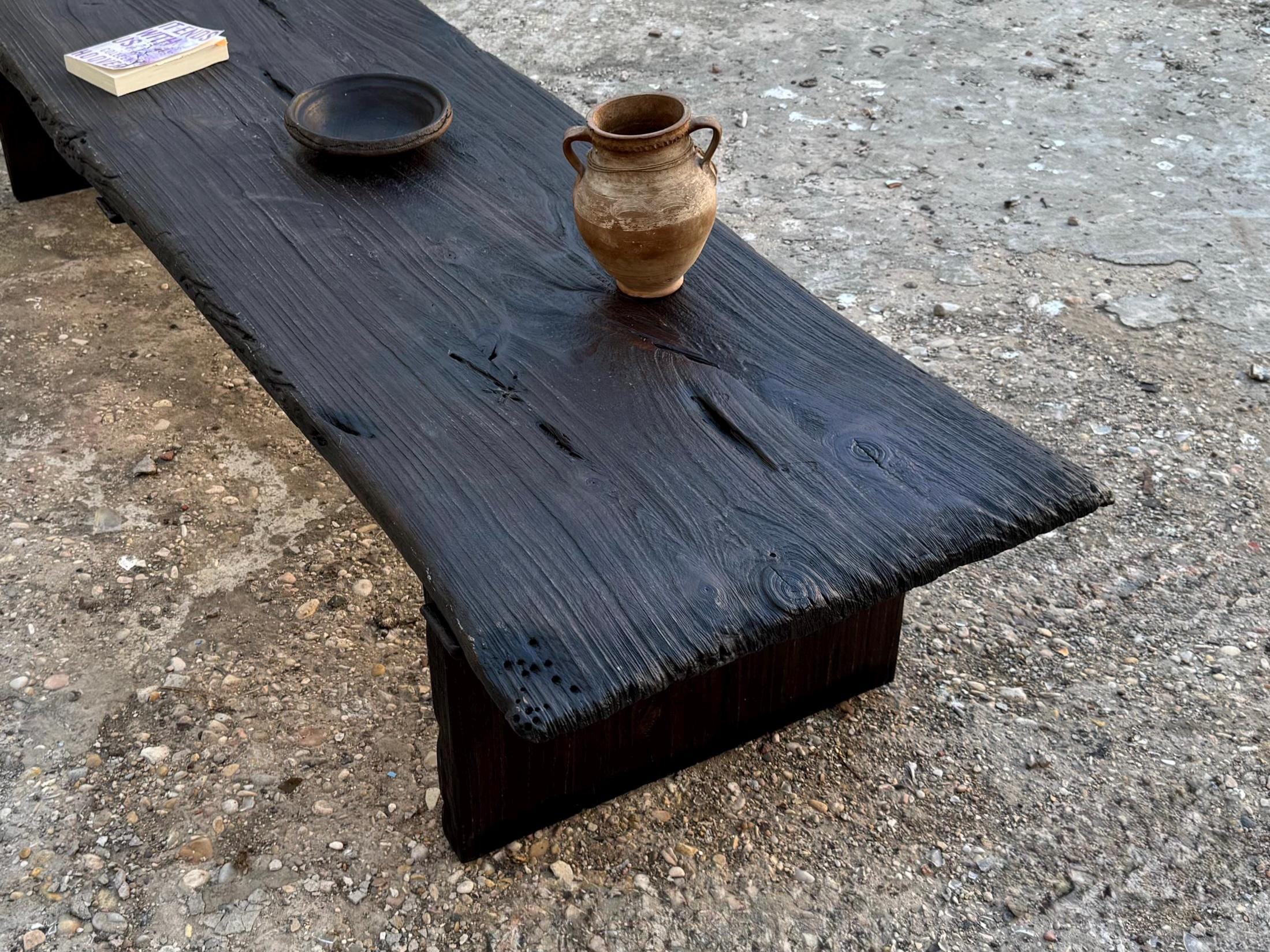 Reclaimed Large Coffee Table • black  Unique Farmhouse Table • Reclaimed Live Edge Wood • Handmade Furniture
