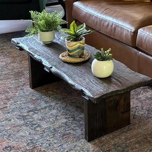 Reclaimed Dark Brown Coffee Table • Handmade Live Edge Wood Furniture