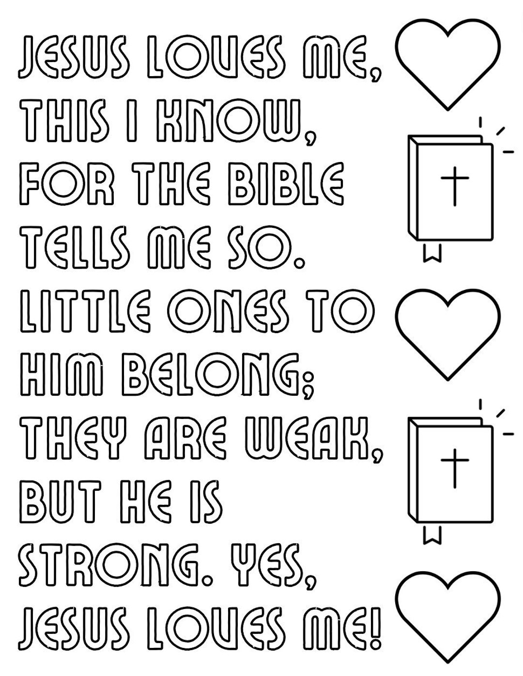 Jesus loves me this i know color sheet etsy