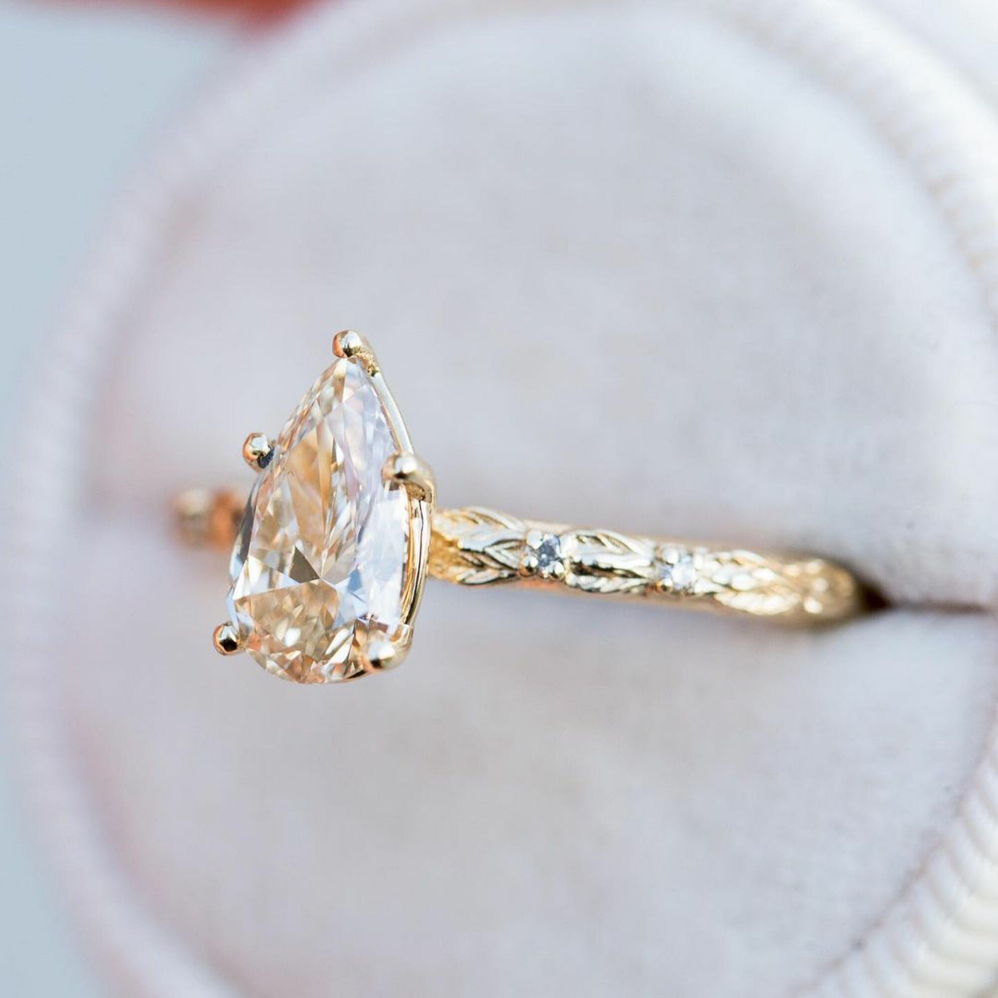 Vintage 2.50 Ct Pear Moissanite Engagement Ring Solitaire Ring - Etsy