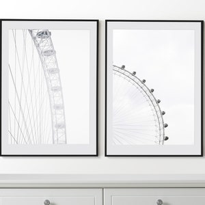 Minimalist Set of 2 Posters, Ferris Wheels Wall Art, Minimalist Prints, Framed Wall Art, Minimalist Wall Decor