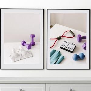 Women Workout Set of 2 Posters, Fitness Wall Art, Fitness Prints, Framed Wall Art, Fitness Girl Motivation, Gym Wall Decor
