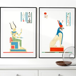 Ancient Egypt Wall Art, Egypt Set of 2 Posters, Framed Wall Art, Pantheon Egyptien, Egypt Wall Decor