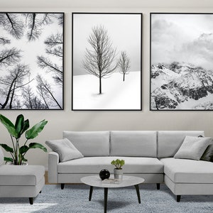 Winter Wall Art, Winter Nature Set of 3 Posters, Winter Forest Prints, Framed Wall Art, Winter Photo