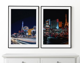 Las Vegas Wall Art, Las Vegas Set of 2 Posters, Las Vegas Skyline, Las Vegas Prints, Framed Wall Art, Las Vegas Wall Decor, Las Vegas Photo