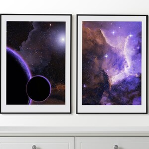 Galaxy Set of 2 Posters, Space Wall Art, Universe Prints, Framed Wall Art, Galaxy Wall Art