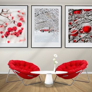 Winter Wall Art, Christmas Set of 3 Posters, Winter Prints, Framed Wall Art, Winter Photography
