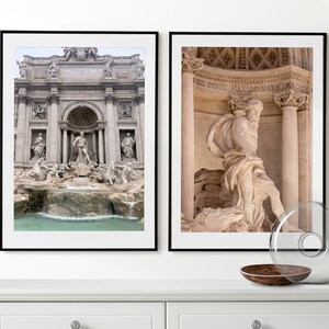 Rome, Italy Set of 2 Posters, Trevi Fountain, Framed Wall Art, Italian Architecture, Italy Wall Art, Italy Photo